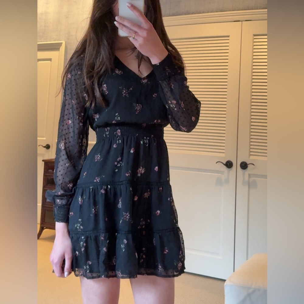 Hollister Black Floral women’s Dress XS
